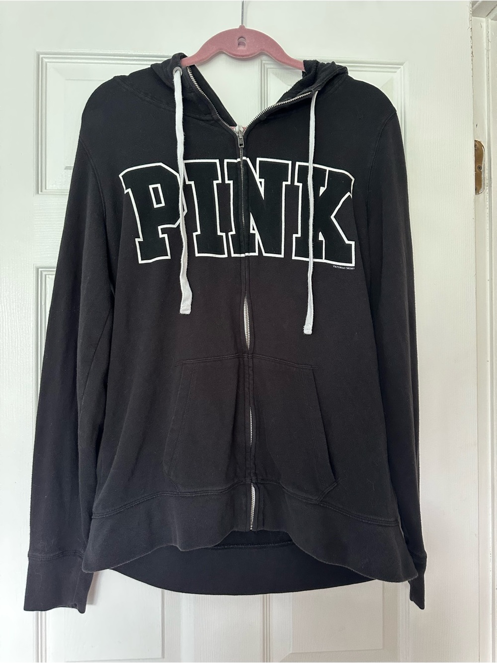PINK Victoria's Secret Vintage Black and White Hoodie Size Medium